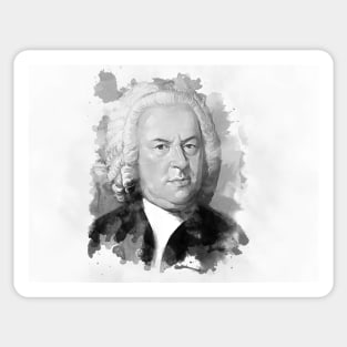 Johann Sebastian Bach in black and white Sticker